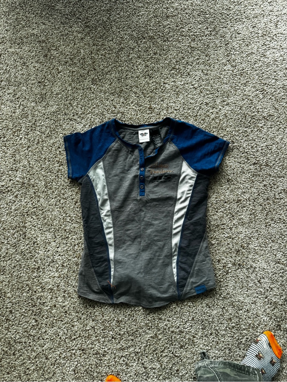Harley Davison women’s Short Sleeve Top - Gray & Blue